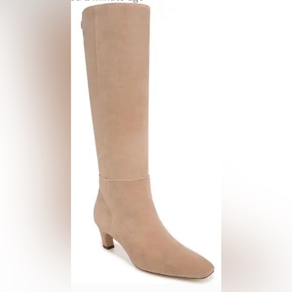 NEW Sam Edelman Suede Tan Heeled Knee High Boots - Picture 2 of 16